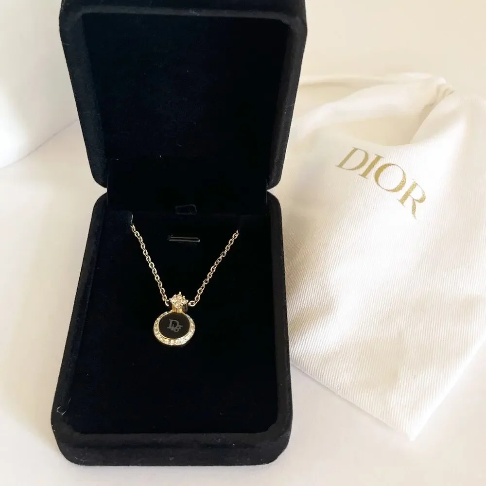 DIOR Vintage Crystal & Enamel Pendant Necklace - Picture 11 of 12